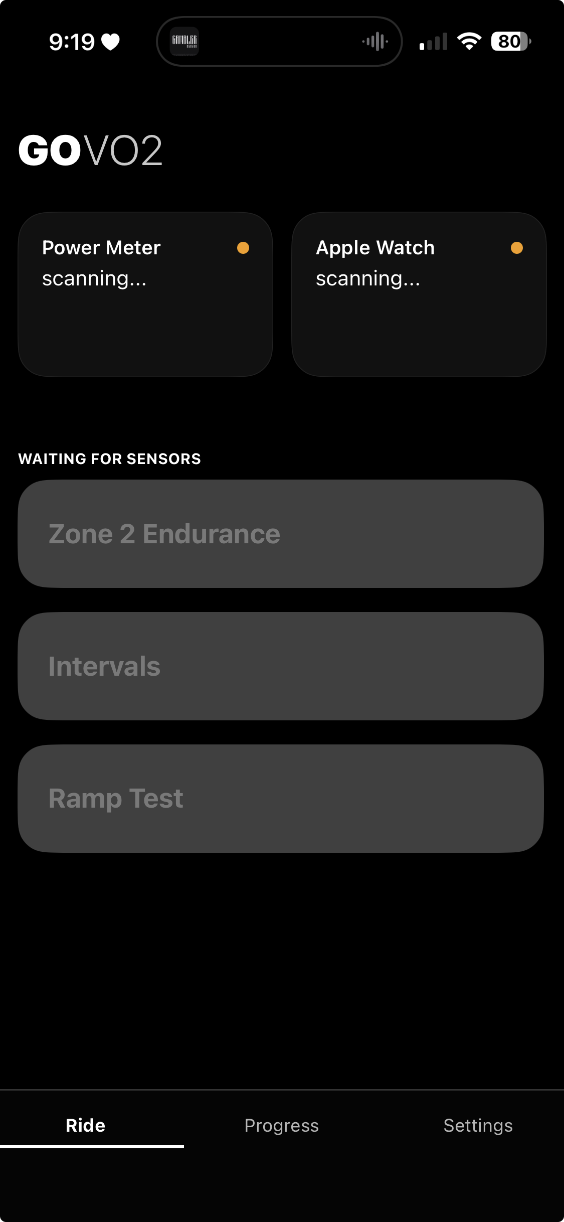 GOVO2 app launch screen on iPhone
